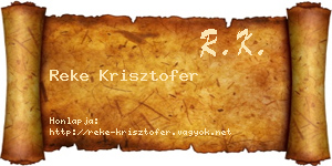 Reke Krisztofer névjegykártya
